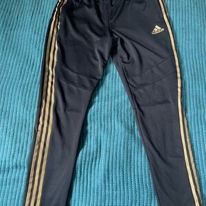 Men’s Adidas Black Track Pants with Gold Stripes